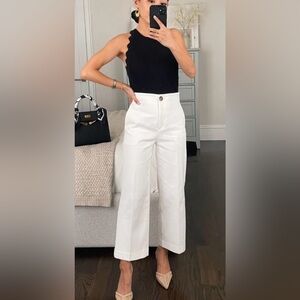 Ann Taylor Weekend Collection Wide Leg Ankle Pants Size 4 High Rise White